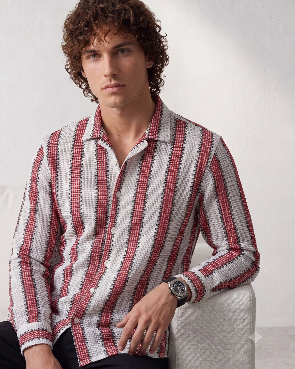 Image of Crystalcruse Men Regular Fit Checkered Spread Collar Casual Shirt