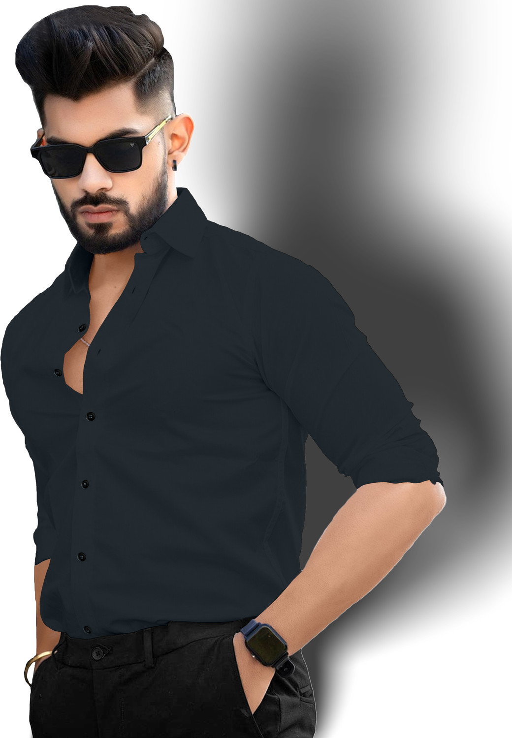 Image of Casual Crave Men Slim Fit Solid Spread Collar Formal Shirt