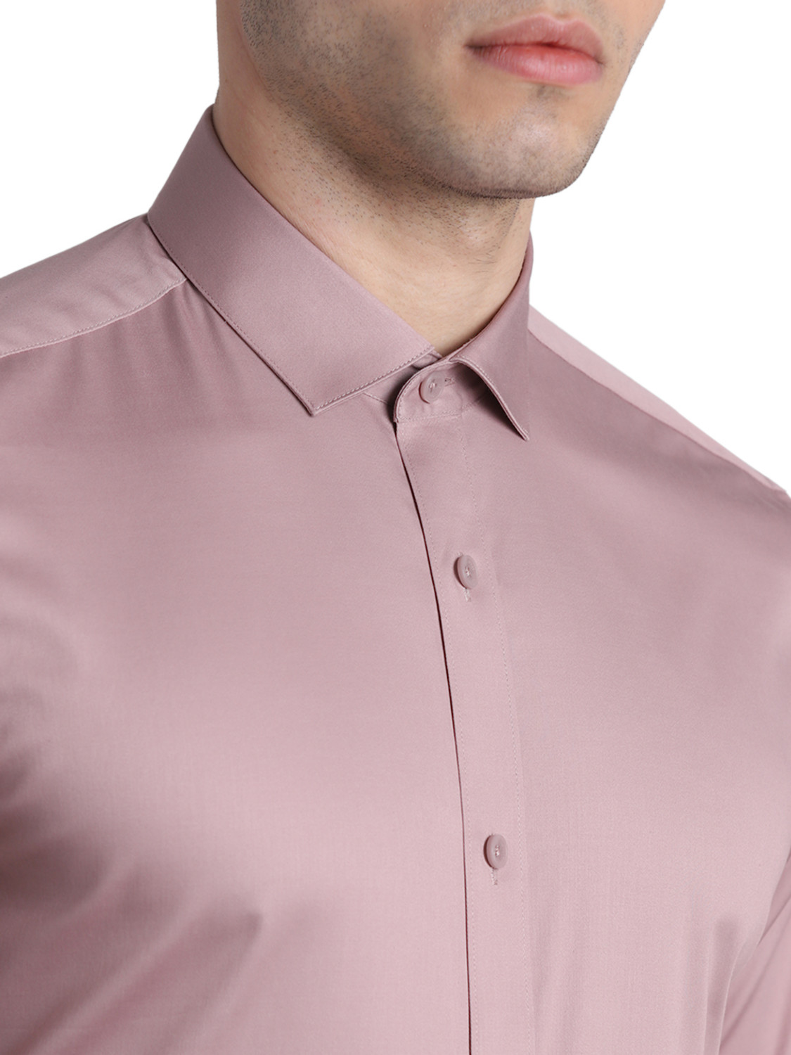Image of JACK & JONES Men Slim Fit Solid Spread Collar Formal Shirt