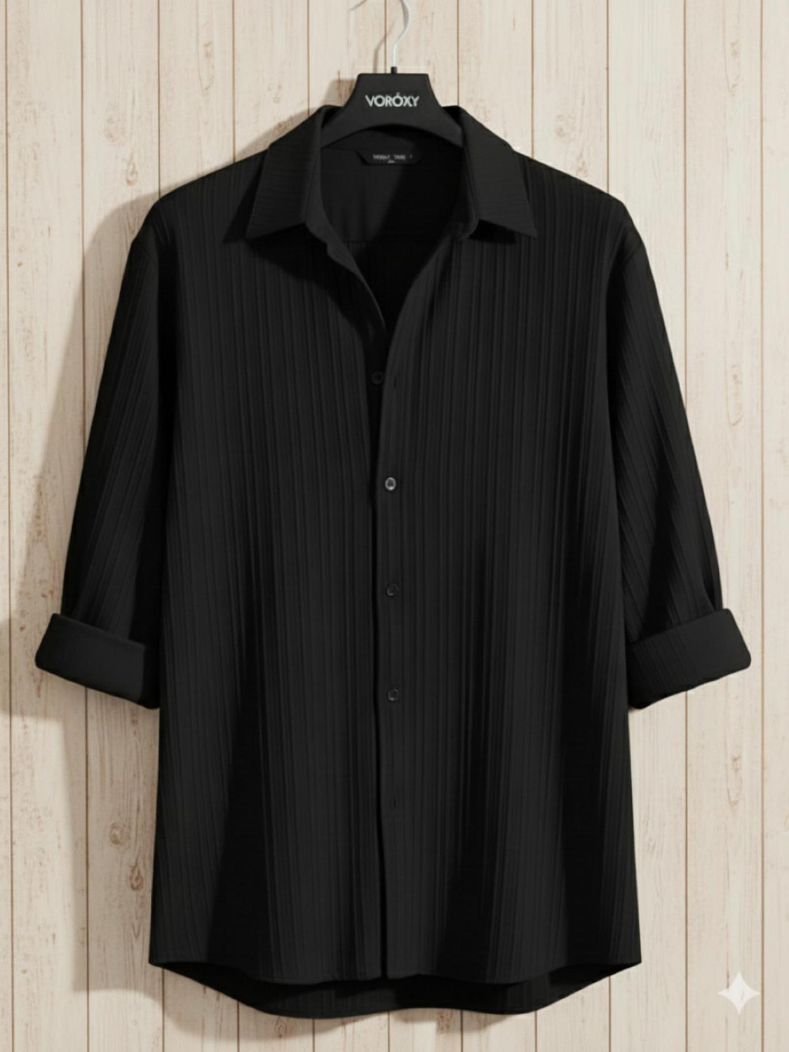Image of SHABIB Men Relaxed Fit Solid Spread Collar Casual Shirt