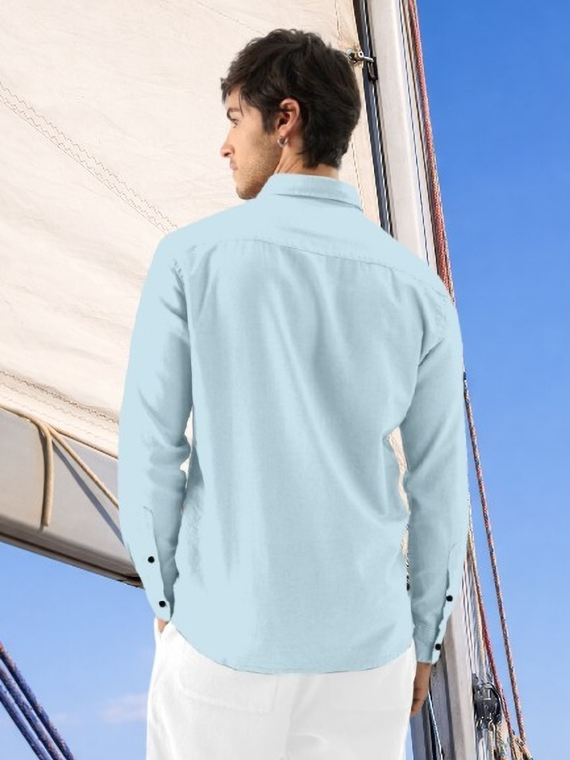 Image of Stylora Men Slim Fit Solid Spread Collar Casual Shirt