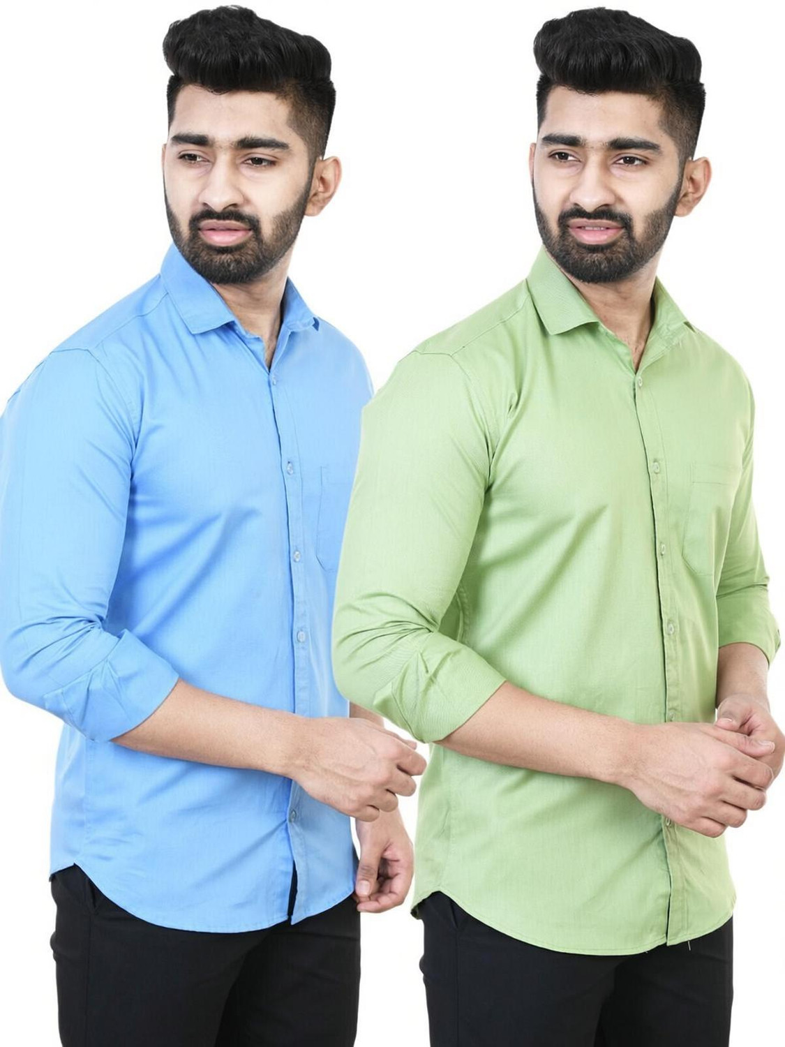 Image of Shefansh Men Regular Fit Solid Spread Collar Casual Shirt