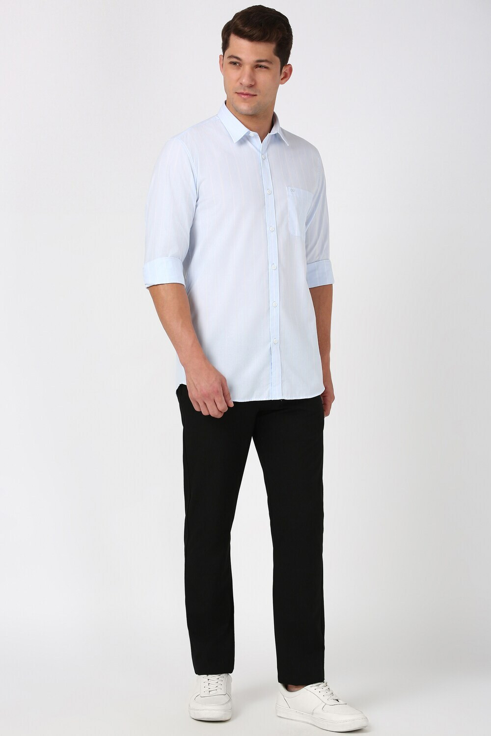 Image of PETER ENGLAND Men Slim Fit Striped Spread Collar Casual Shirt
