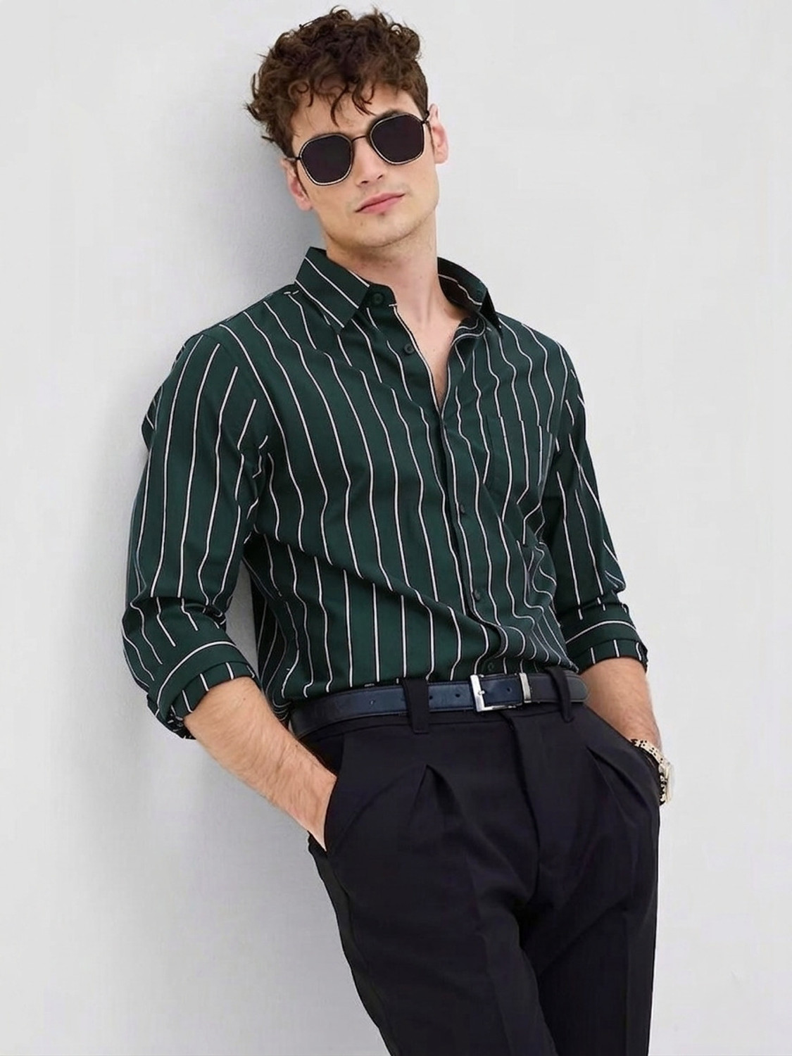 Image of FUBAR Men Slim Fit Striped Casual Shirt