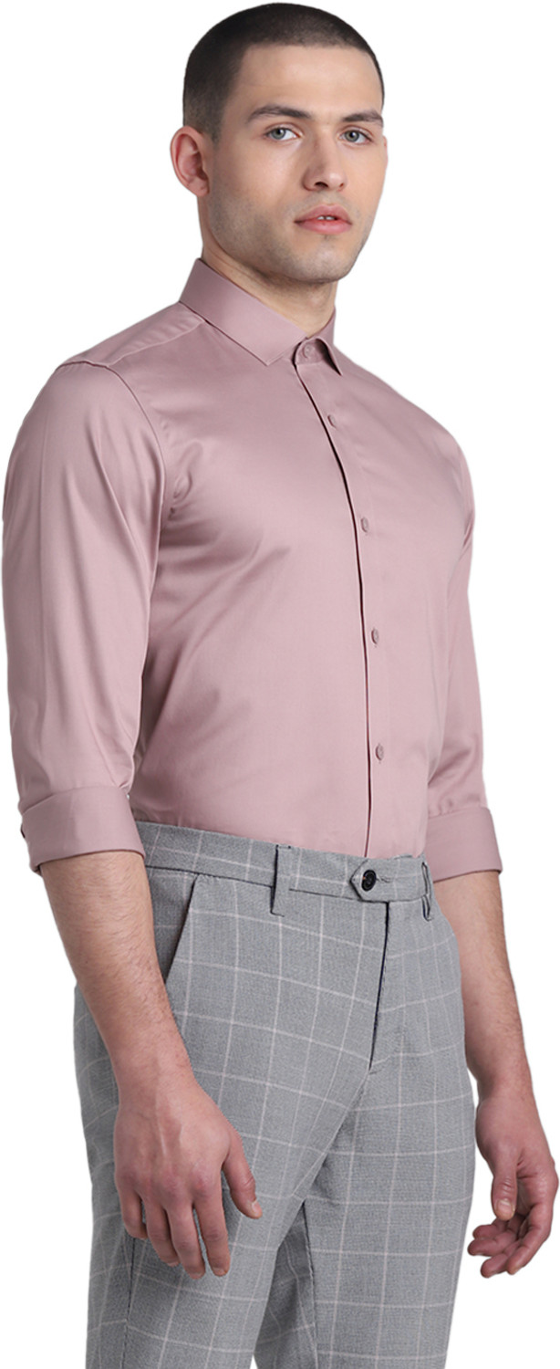 Image of JACK & JONES Men Slim Fit Solid Spread Collar Formal Shirt