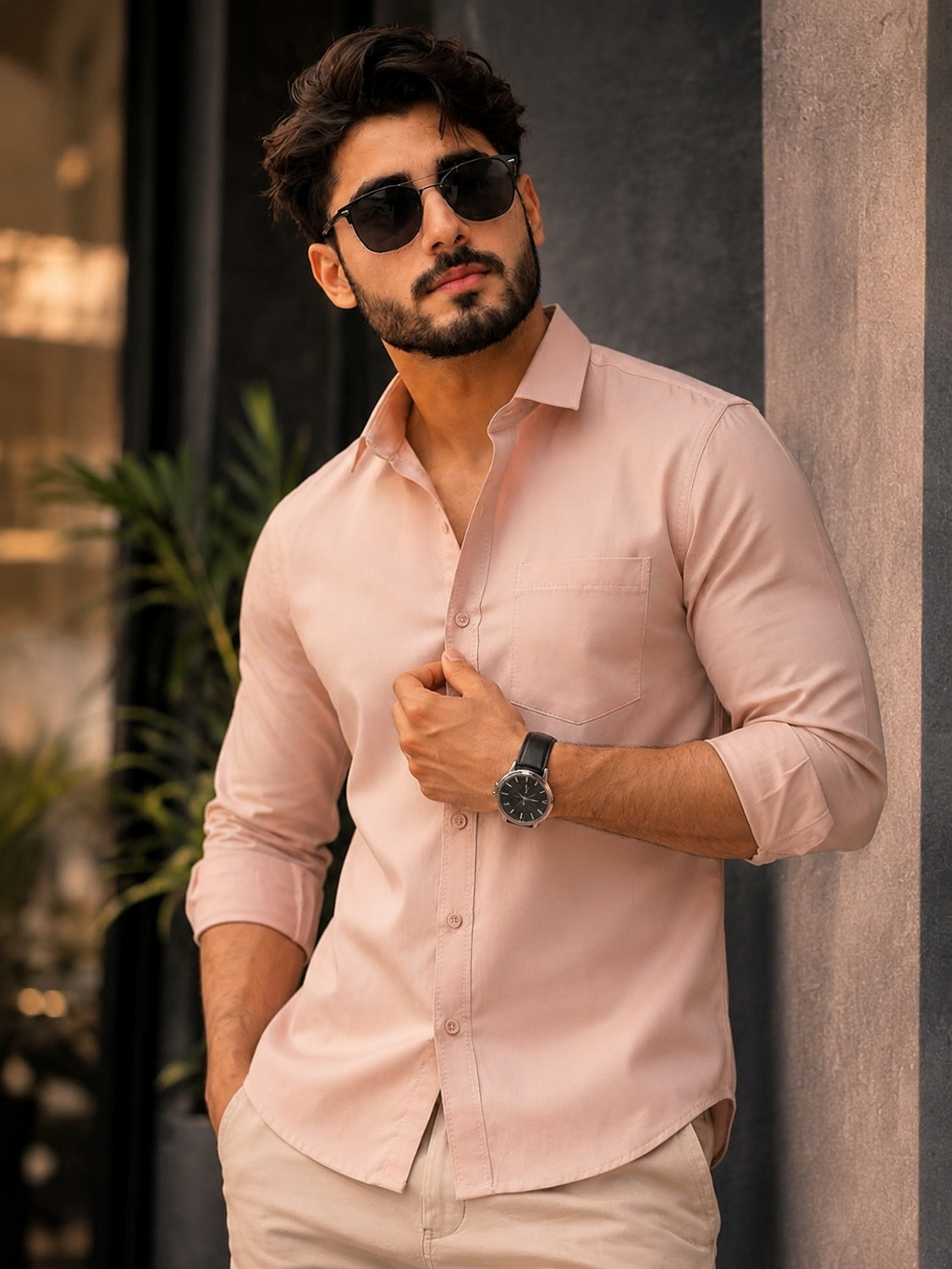 Image of Roadster Men Regular Fit Solid Spread Collar Casual Shirt