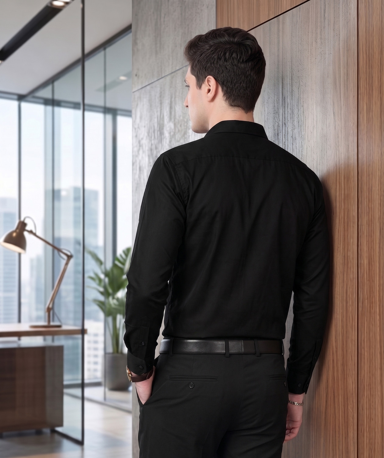 Image of FIBERMILL Men Slim Fit Solid Formal Shirt
