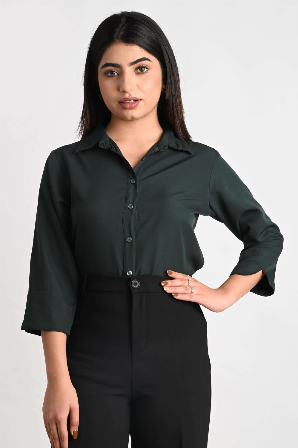Image of GM SARA Women Regular Fit Solid Button Down Collar Formal Shirt (Pack of 2)