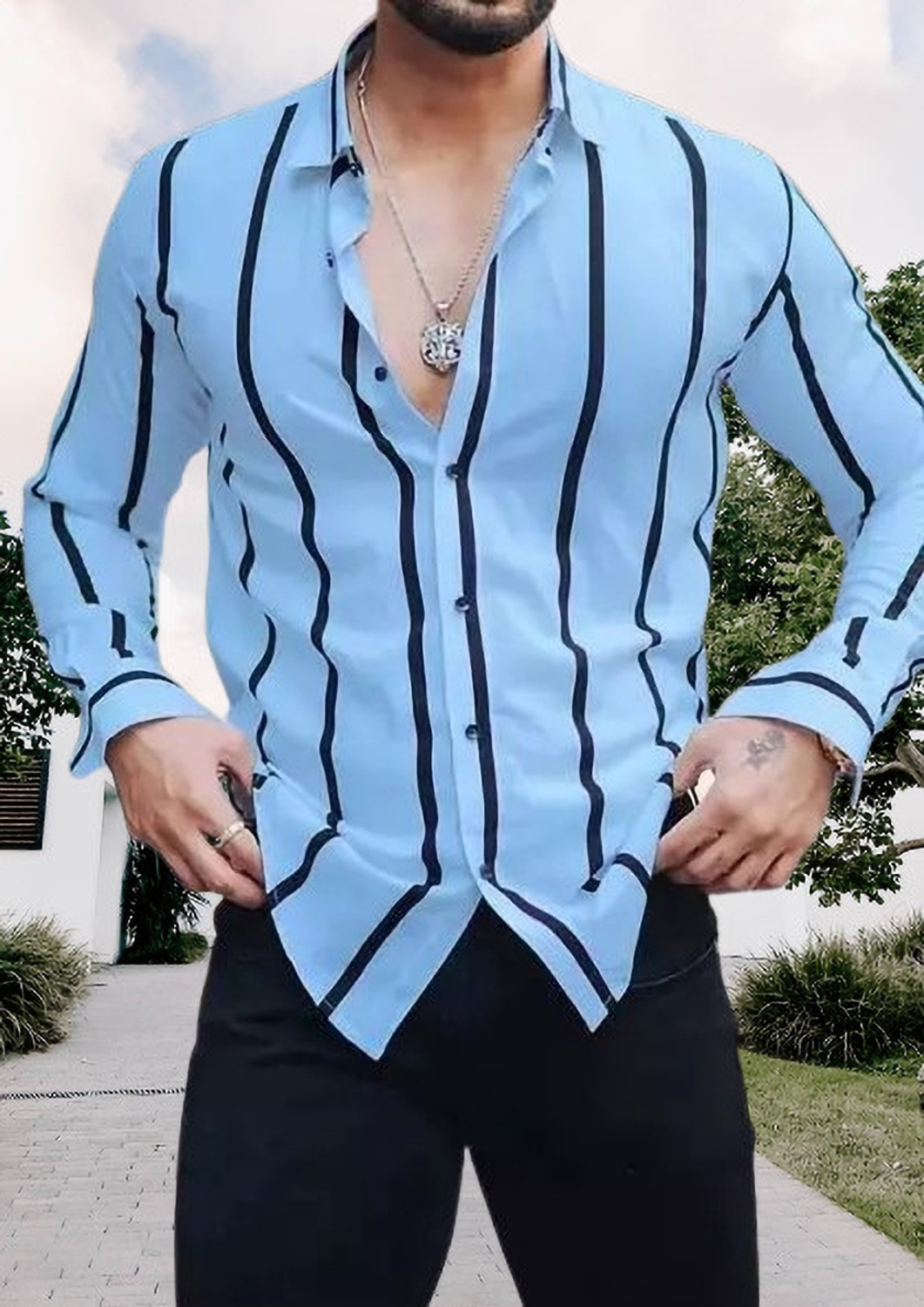 Image of Divybhav Men Regular Fit Striped Casual Shirt