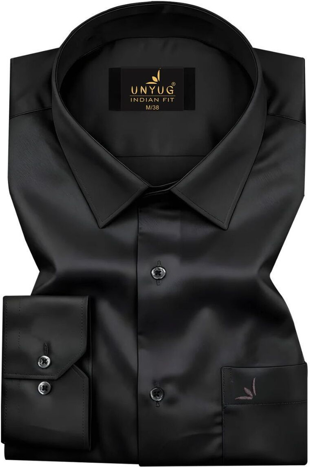 UNYUG Men Relaxed Fit Solid Cut Away Collar Formal Shirt - Image 1