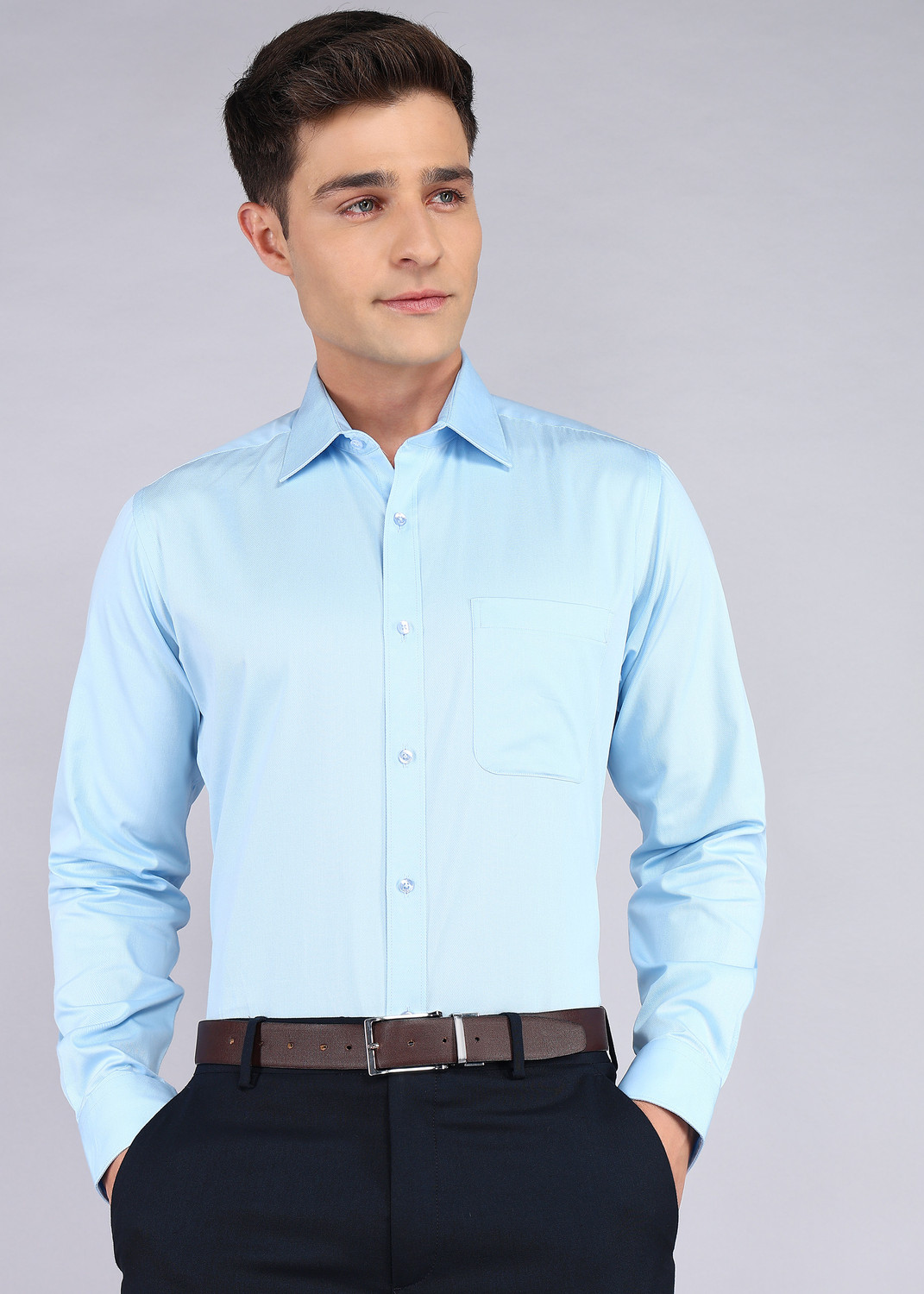 Image of Raymond Men Slim Fit Self Design Formal Shirt