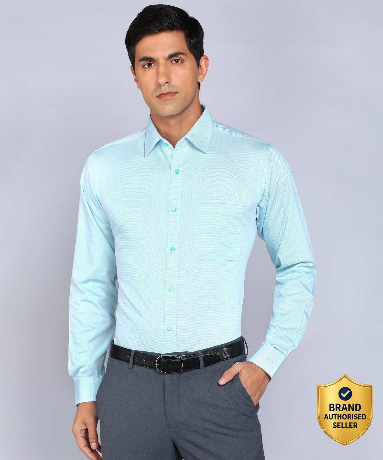 Image of Raymond Men Slim Fit Solid Formal Shirt