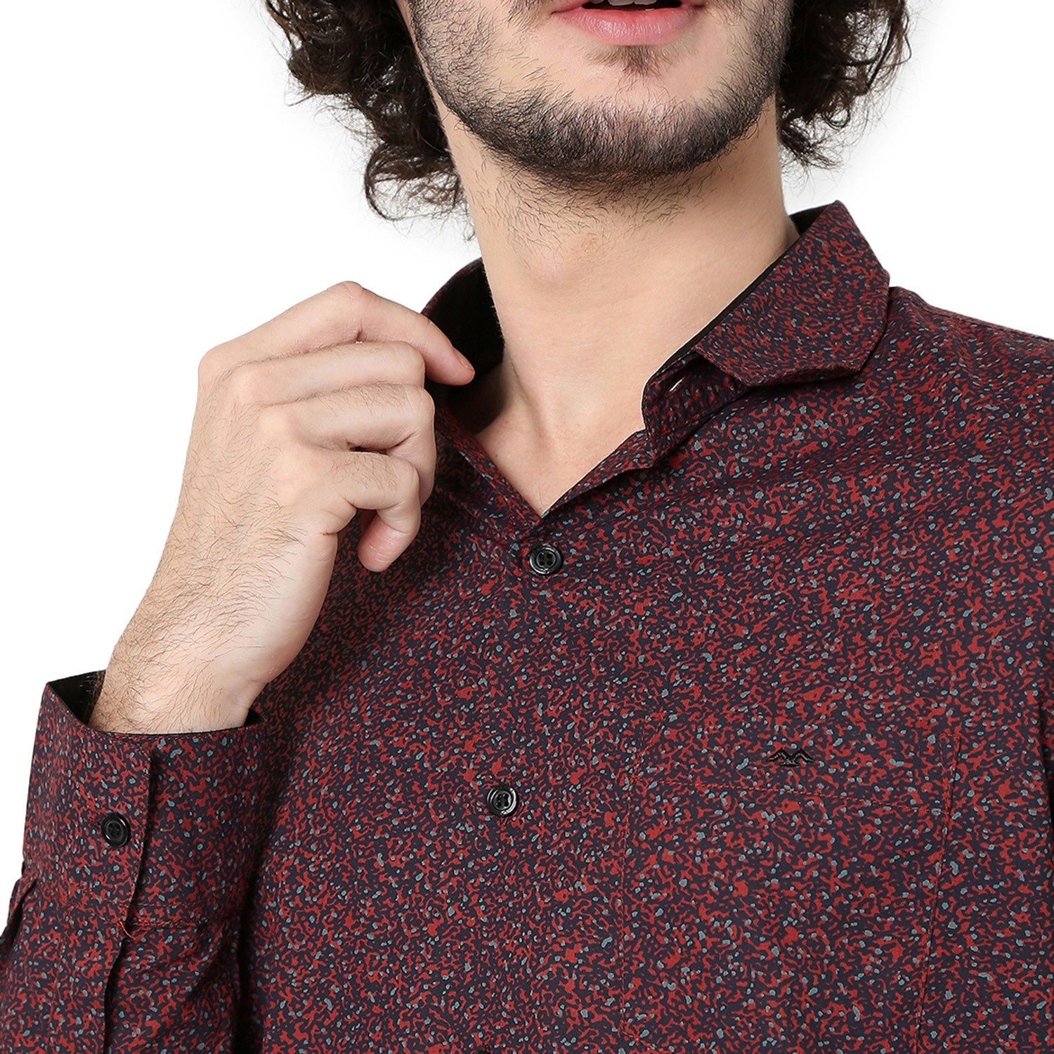 Image of MUFTI Men Slim Fit Printed Spread Collar Casual Shirt