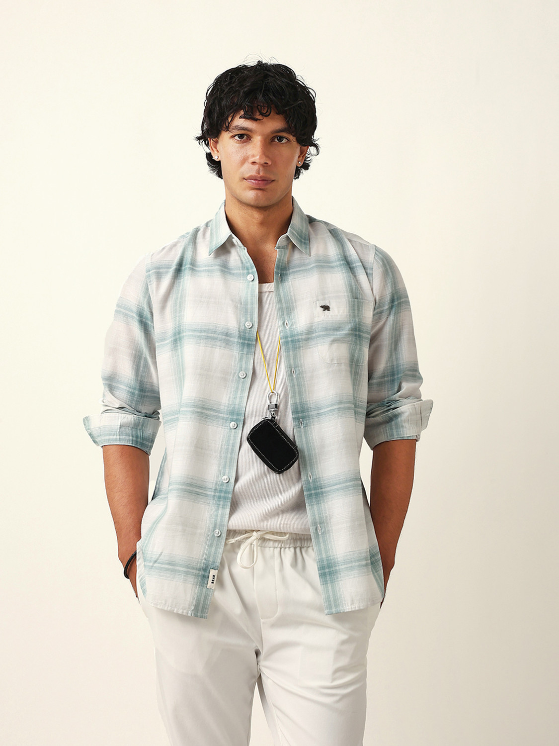 THE BEAR HOUSE Men Checkered Green Shirt - Image 1