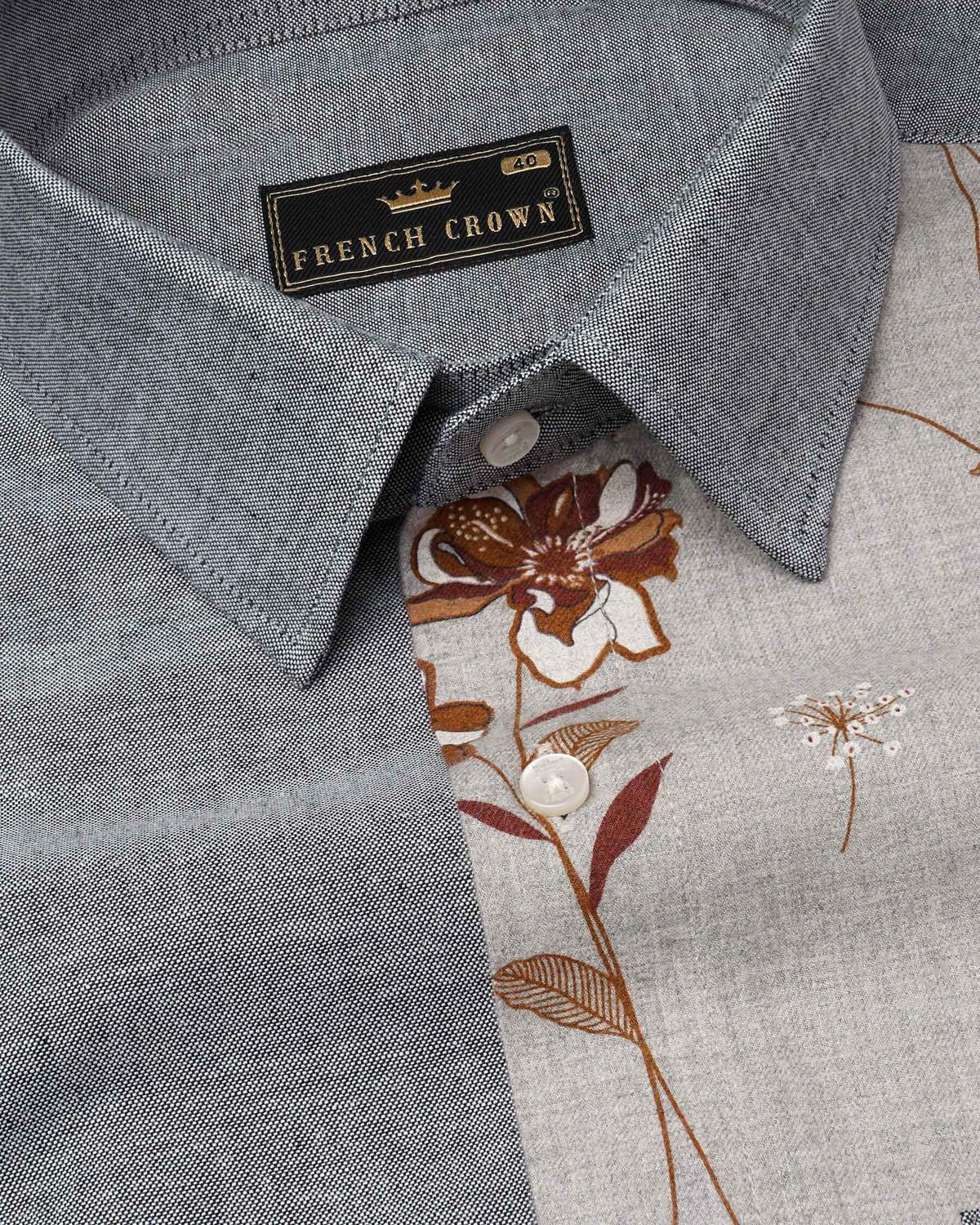 Image of french crown Men Regular Fit Printed Spread Collar Casual Shirt