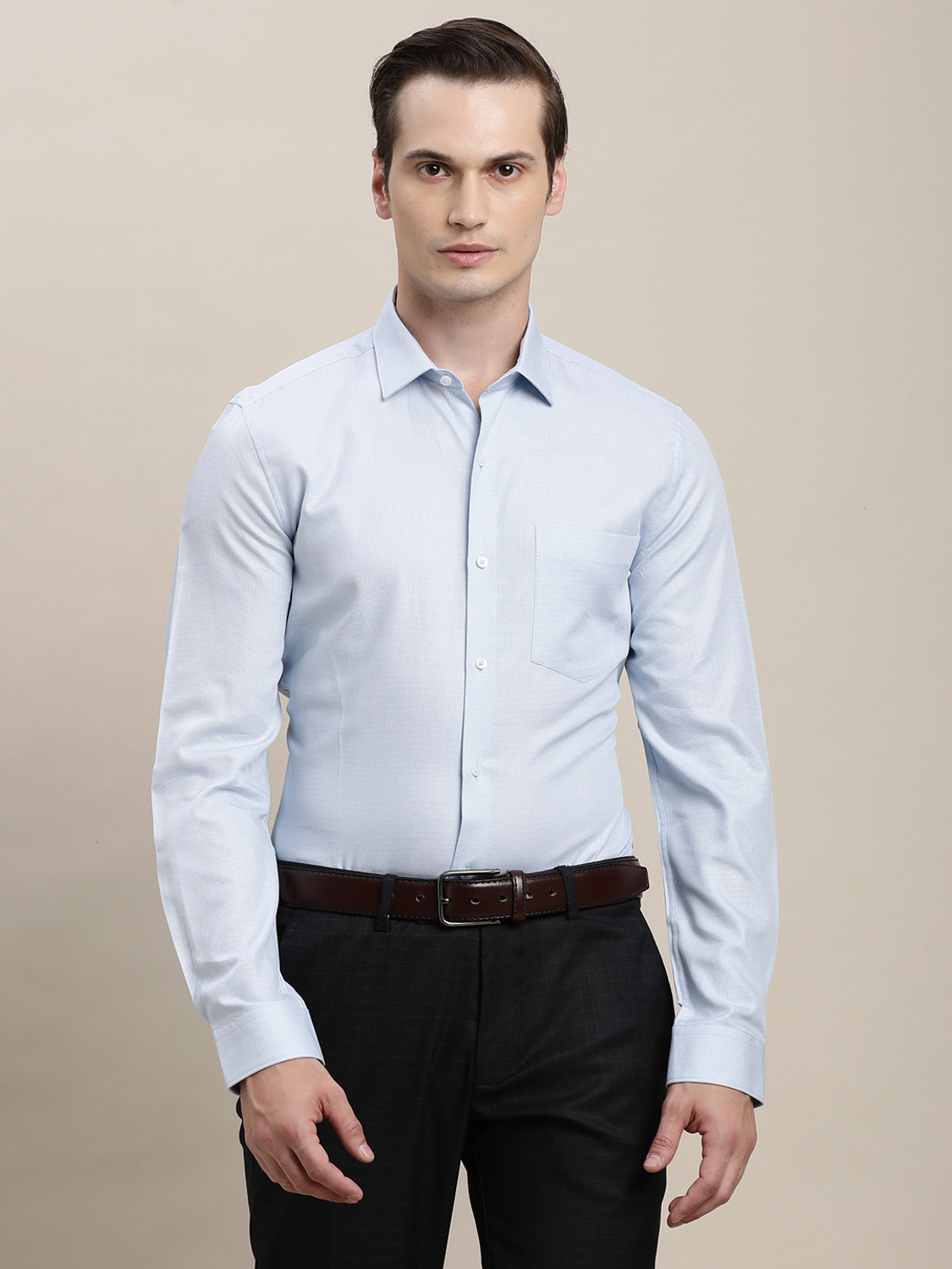 Image of TURTLE Men Slim Fit Solid Formal Shirt