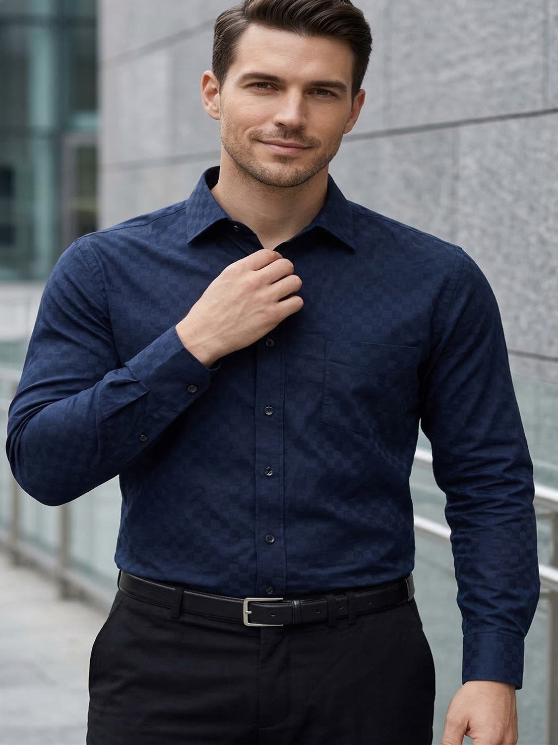 Image of METRONAUT Men Regular Fit Checkered Spread Collar Casual Shirt
