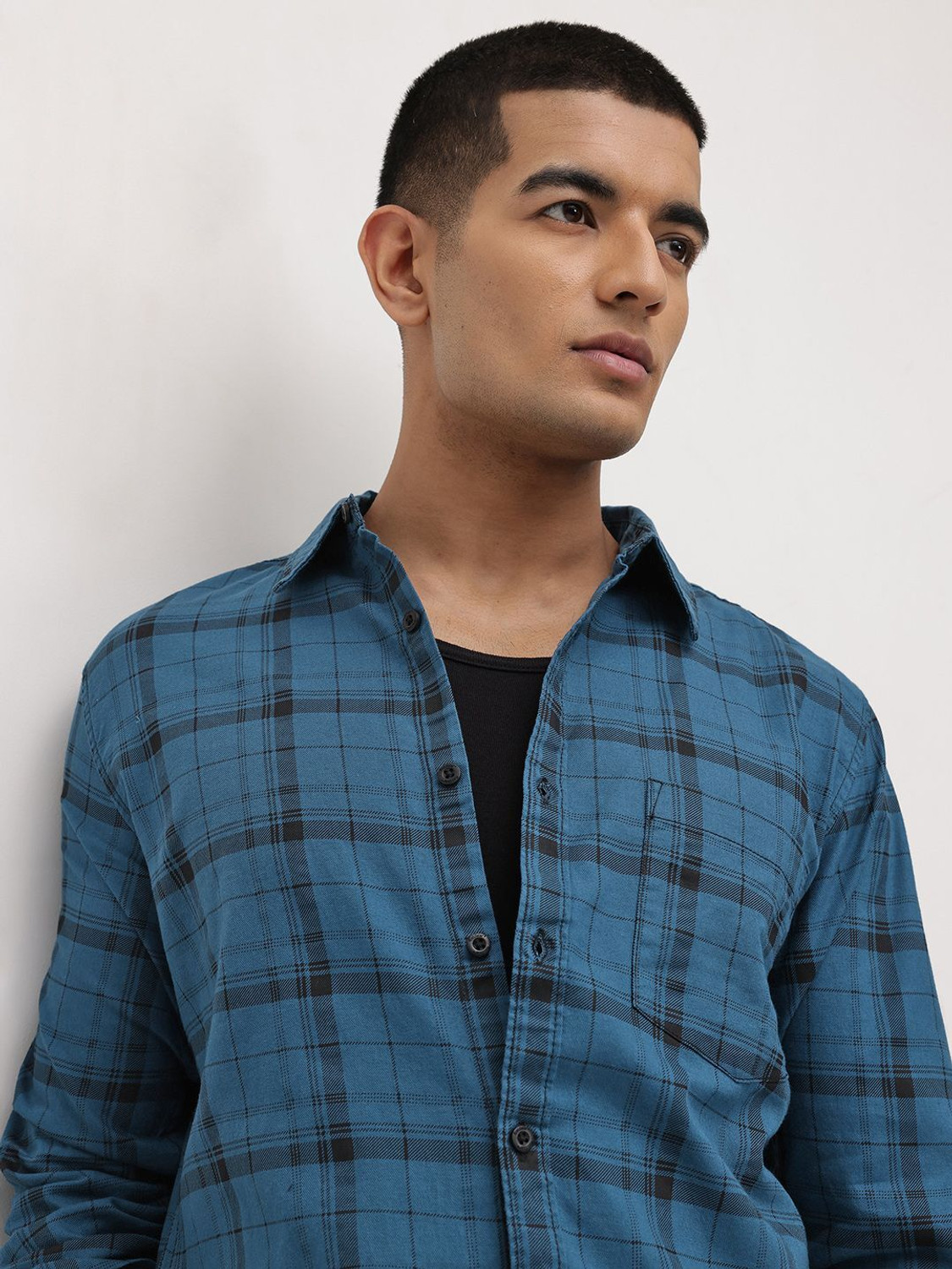 Image of Mast & Harbour Men Regular Fit Checkered Casual Shirt