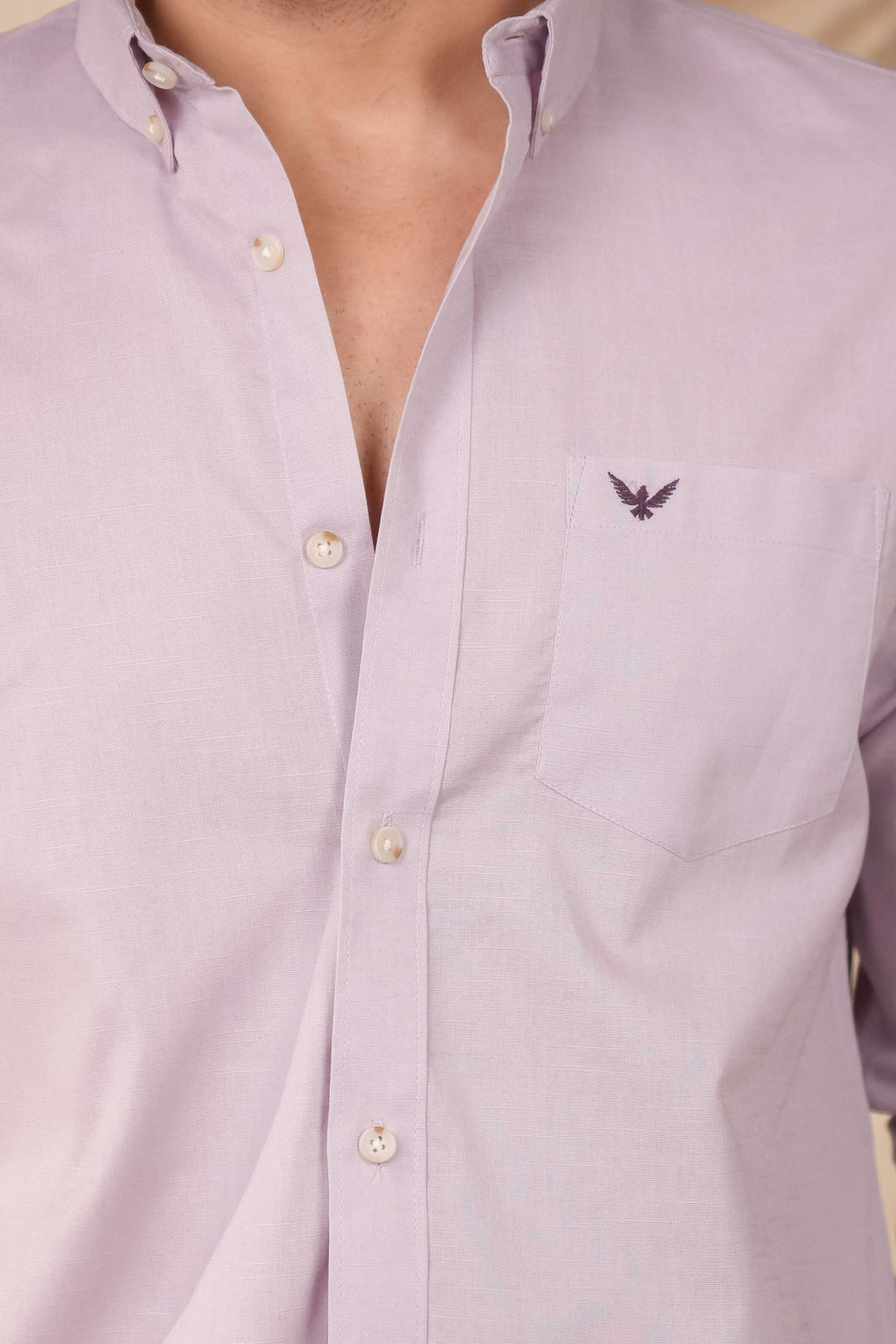 Image of PERCH Men Slim Fit Solid Button Down Collar Casual Shirt