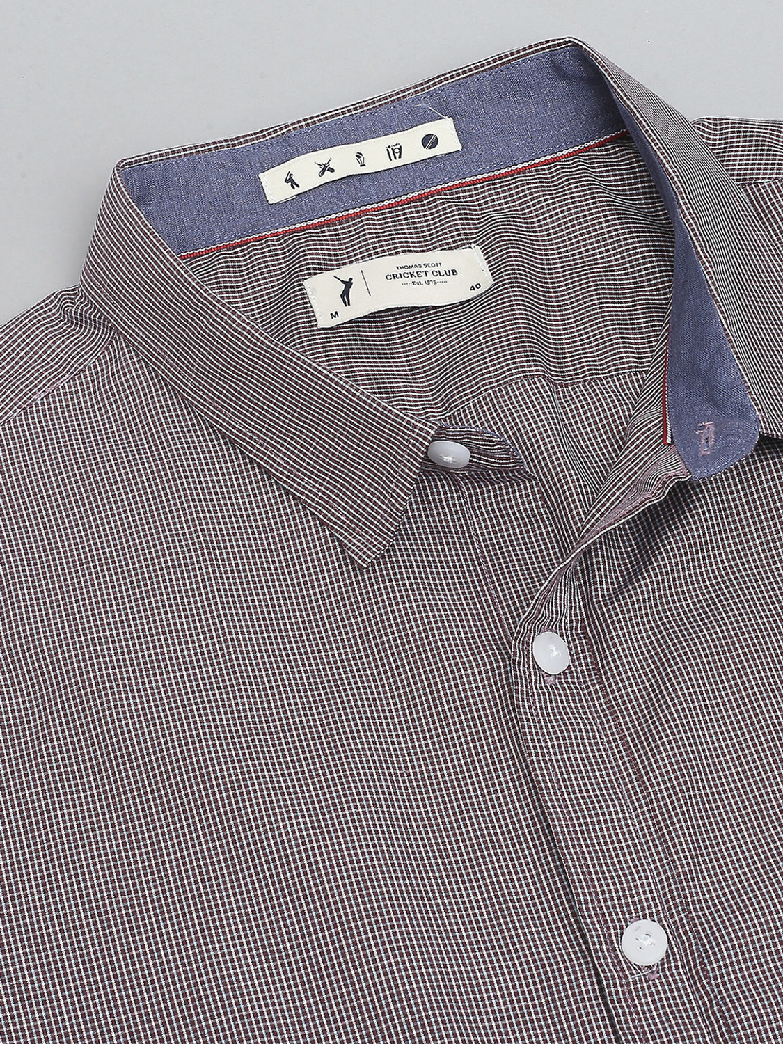 Image of THOMAS SCOTT Men Regular Fit Checkered Spread Collar Casual Shirt