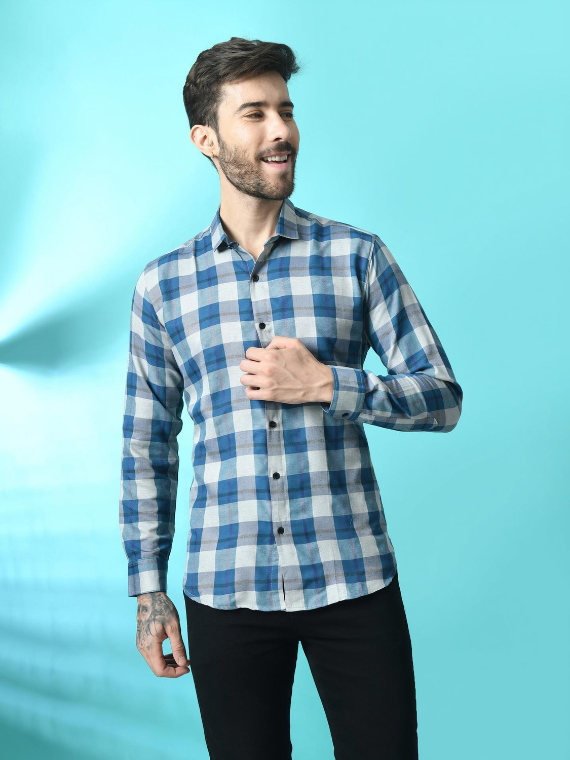 Image of Dark Age Men Regular Fit Checkered Spread Collar Casual Shirt (Pack of 2)