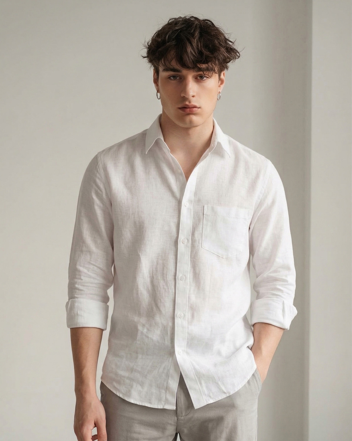 Image of HERE&NOW Men Regular Fit Solid Button Down Collar Casual Shirt