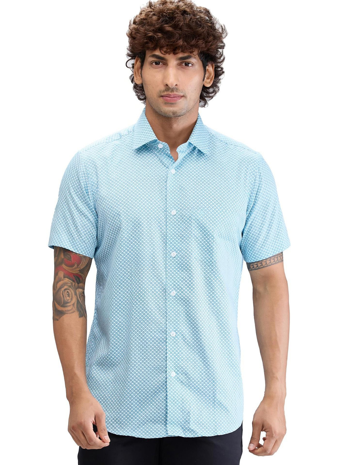 Image of THOMAS SCOTT Men Regular Fit Checkered Spread Collar Casual Shirt