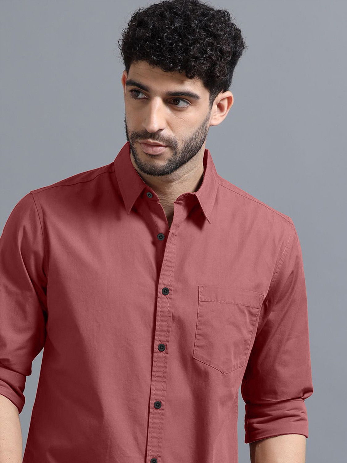 Image of METRONAUT Men Regular Fit Solid Spread Collar Casual Shirt
