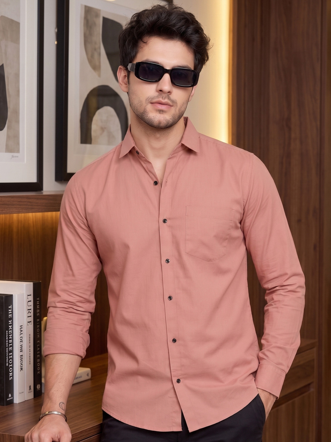 Image of FIBERMILL Men Slim Fit Solid Formal Shirt