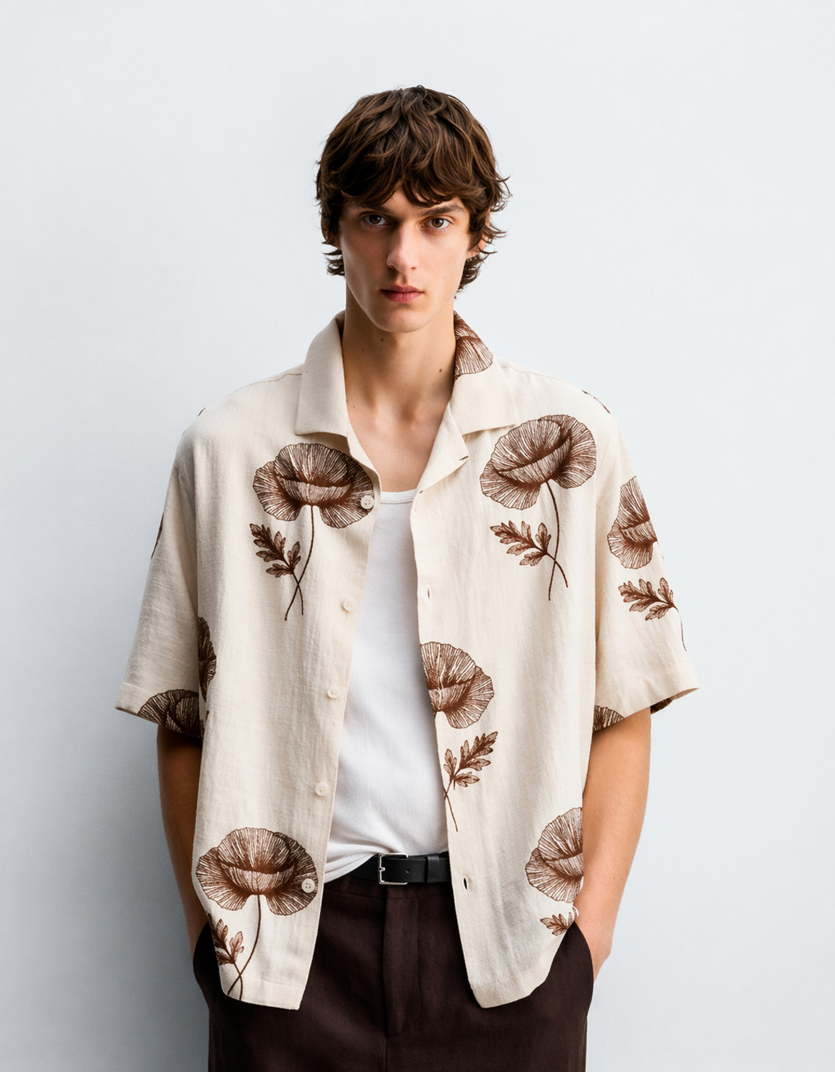 Image of Men's fashion Men Relaxed Fit Floral Print Spread Collar Casual Shirt