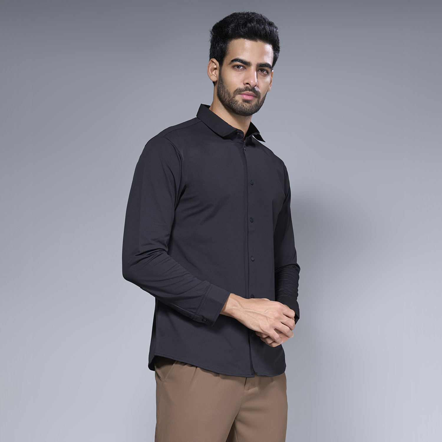 Image of Maxzone Men Regular Fit Solid Casual Shirt