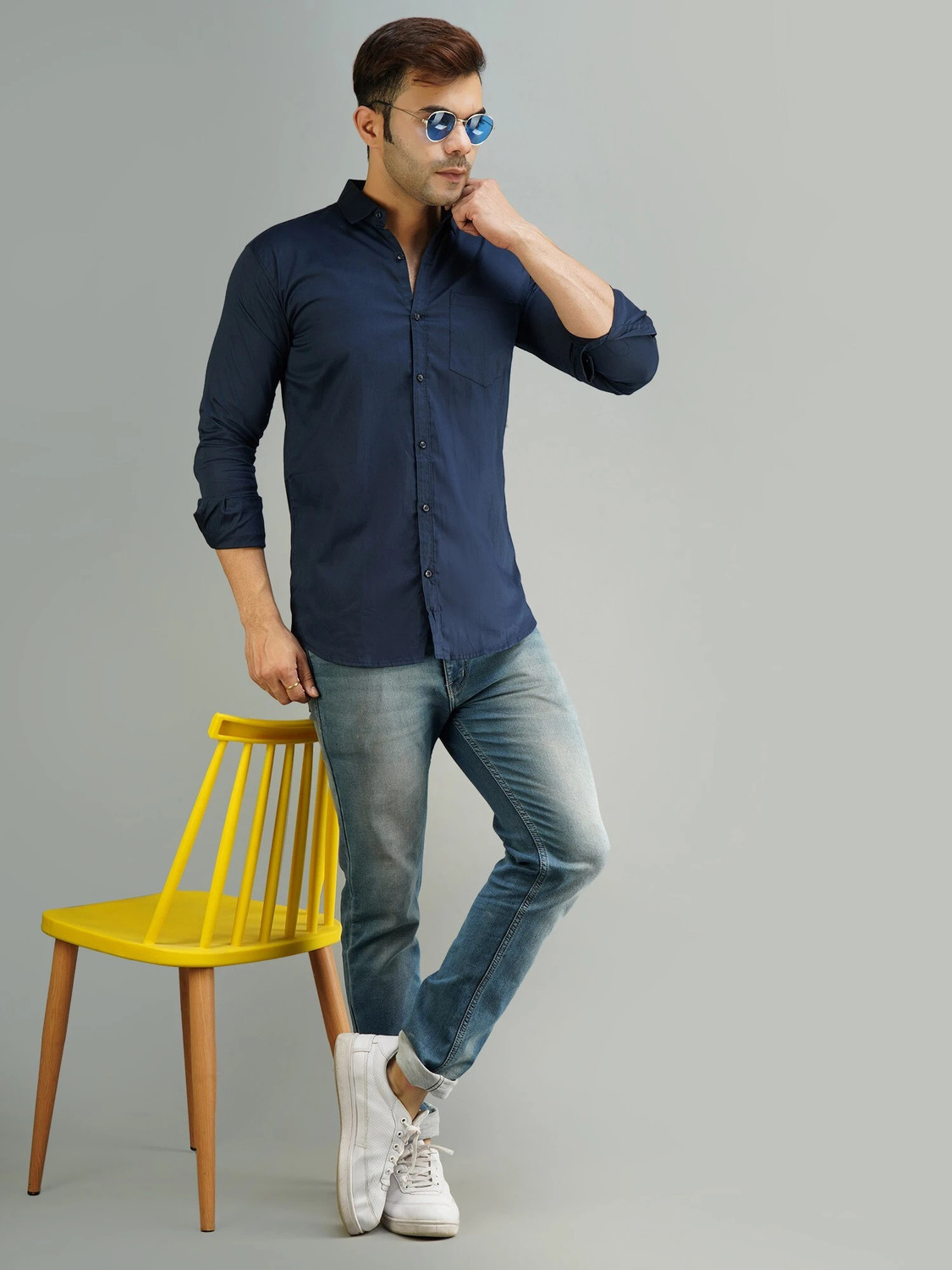 Image of youth first Men Regular Fit Solid Spread Collar Casual Shirt (Pack of 2)