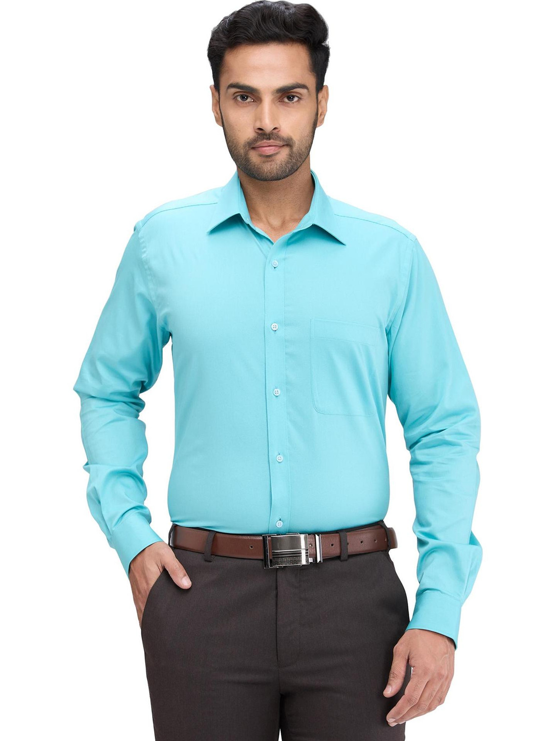 Image of Raymond Men Slim Fit Solid Formal Shirt