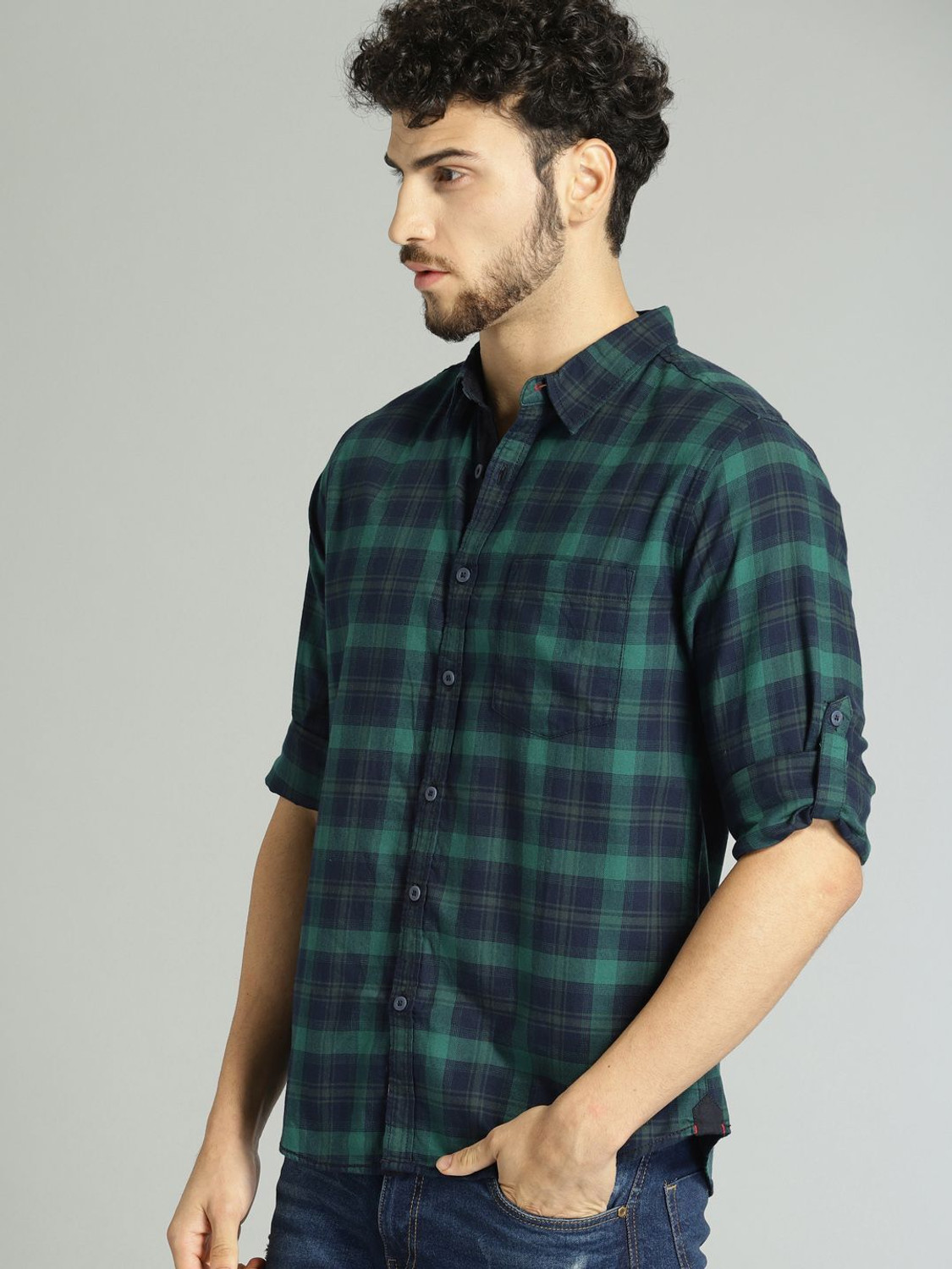 Image of Roadster Men Regular Fit Checkered Casual Shirt