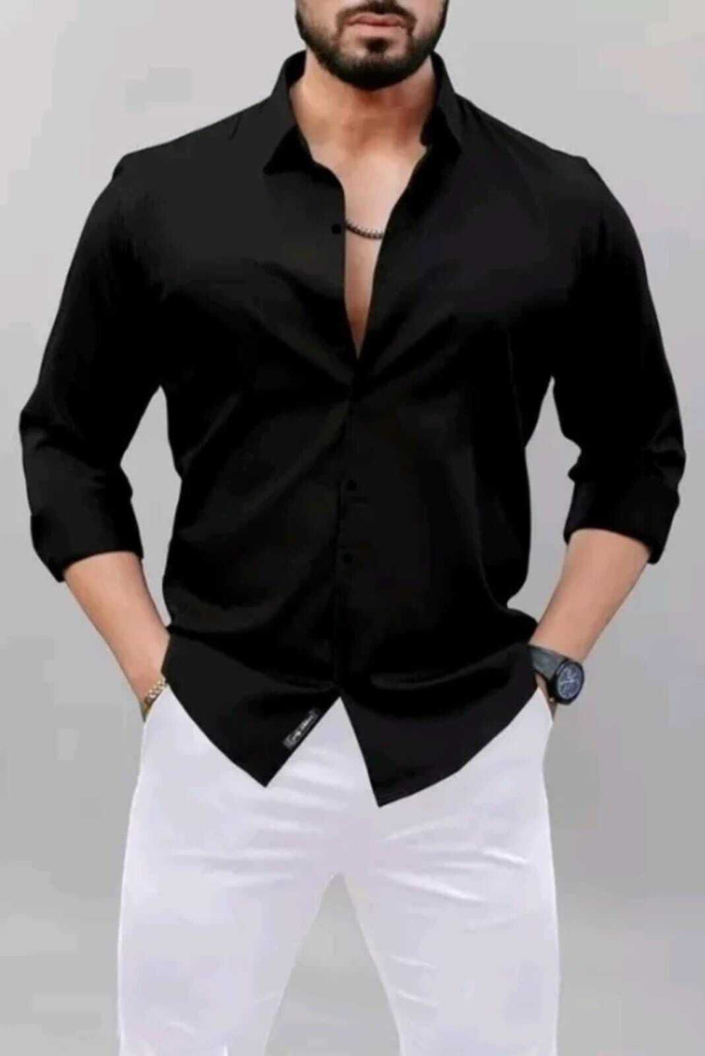 Image of FIBERMILL Men Slim Fit Solid Formal Shirt