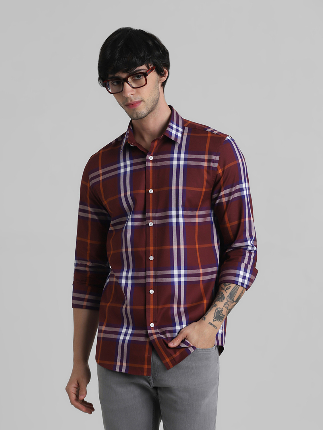 JACK & JONES Men Slim Fit Checkered Shirt - Image 1