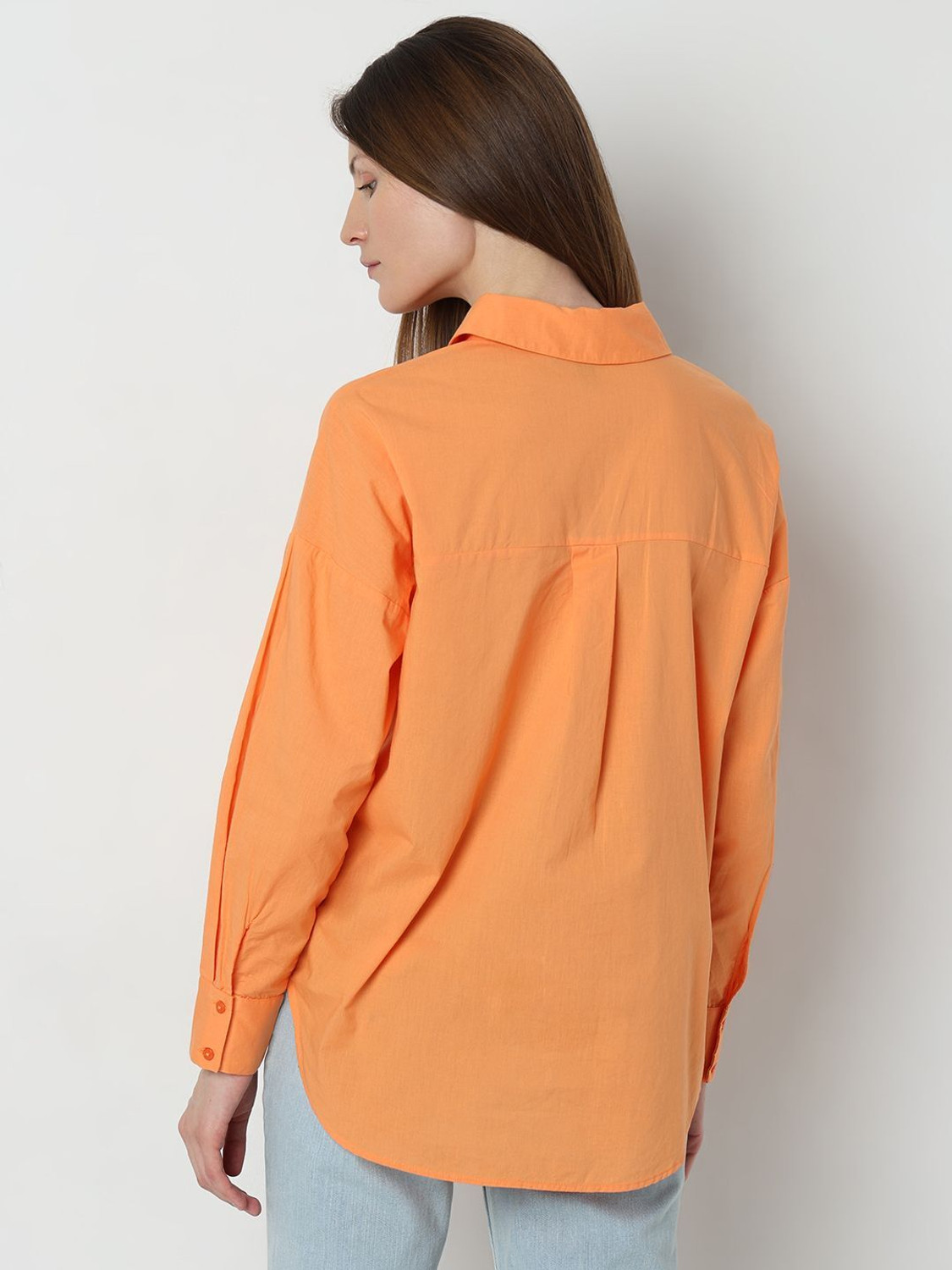 Image of VERO MODA Women Regular Fit Solid Spread Collar Casual Shirt