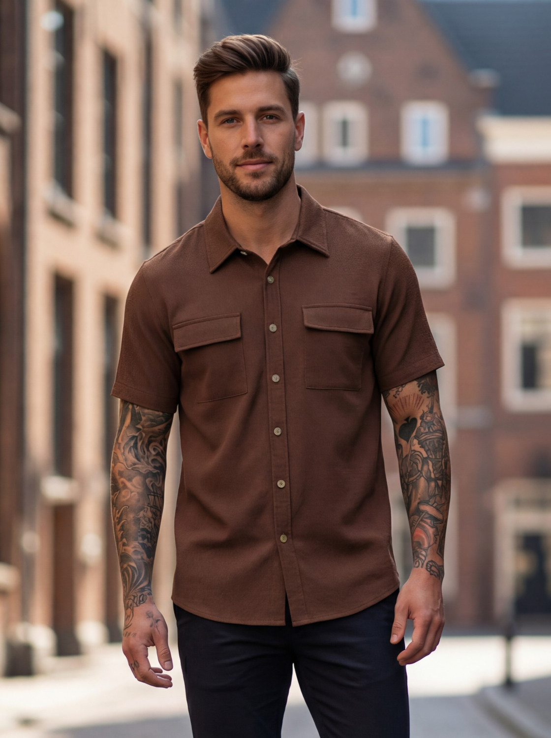 Image of The Souled Store Men Regular Fit Solid Button Down Collar Casual Shirt