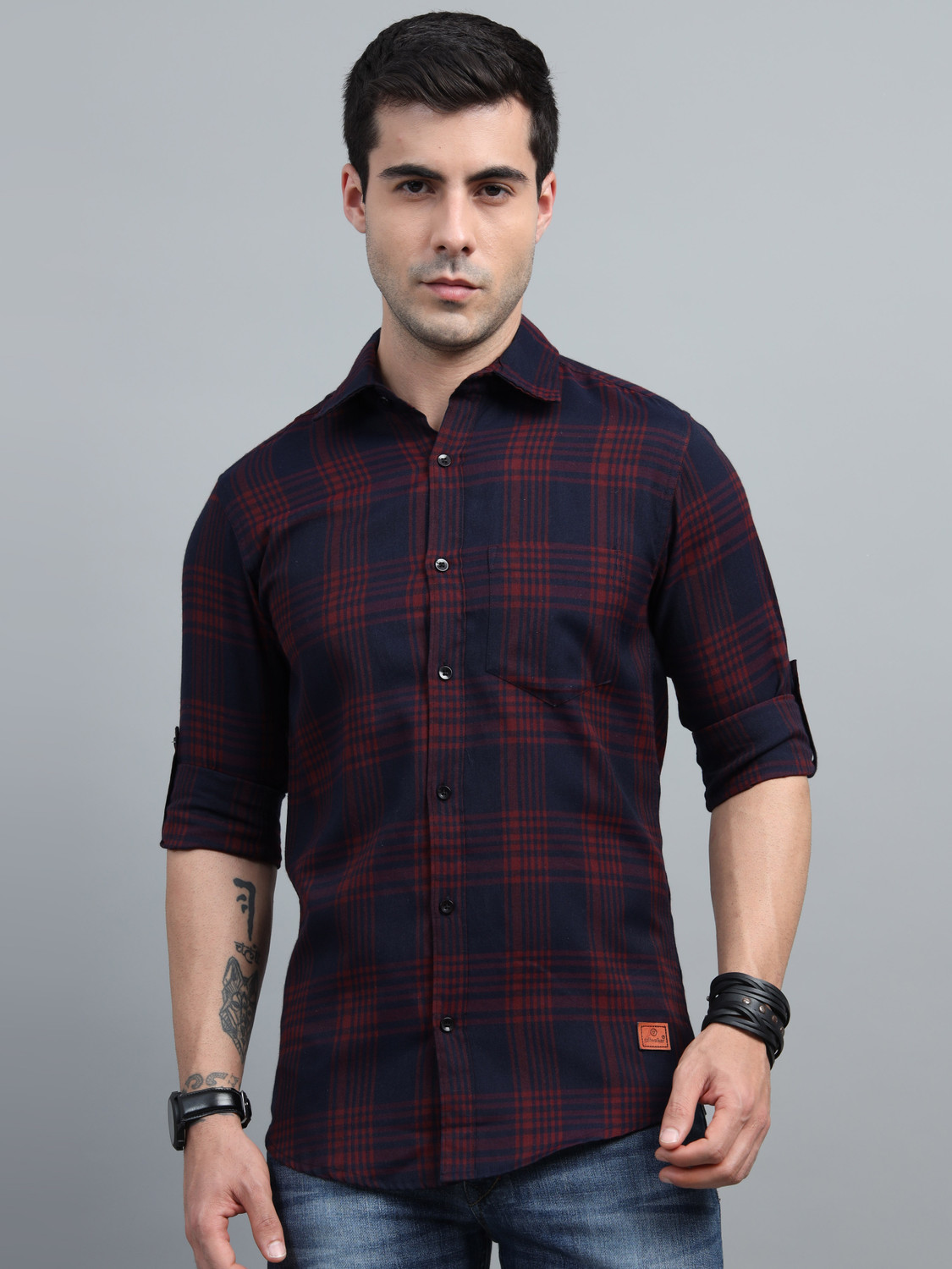 Image of Roadster Men Regular Fit Checkered Casual Shirt