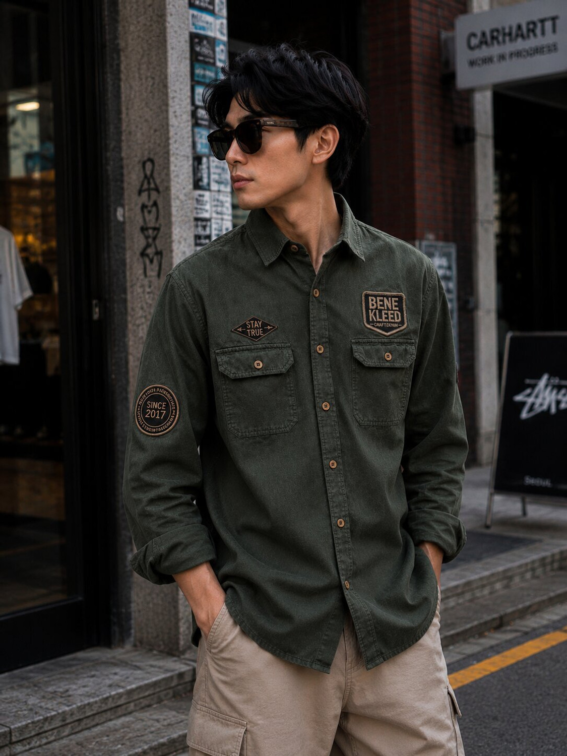 Image of Bene Kleed Men Slim Fit Floral Print Slim Collar Casual Shirt