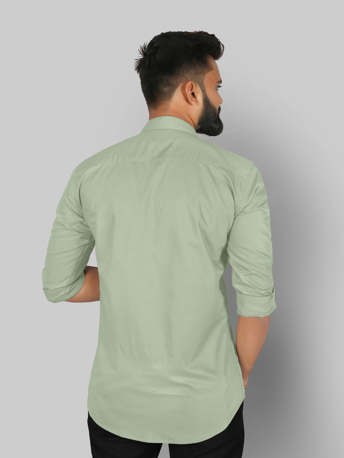 Image of FIBERMILL Men Slim Fit Solid Spread Collar Formal Shirt