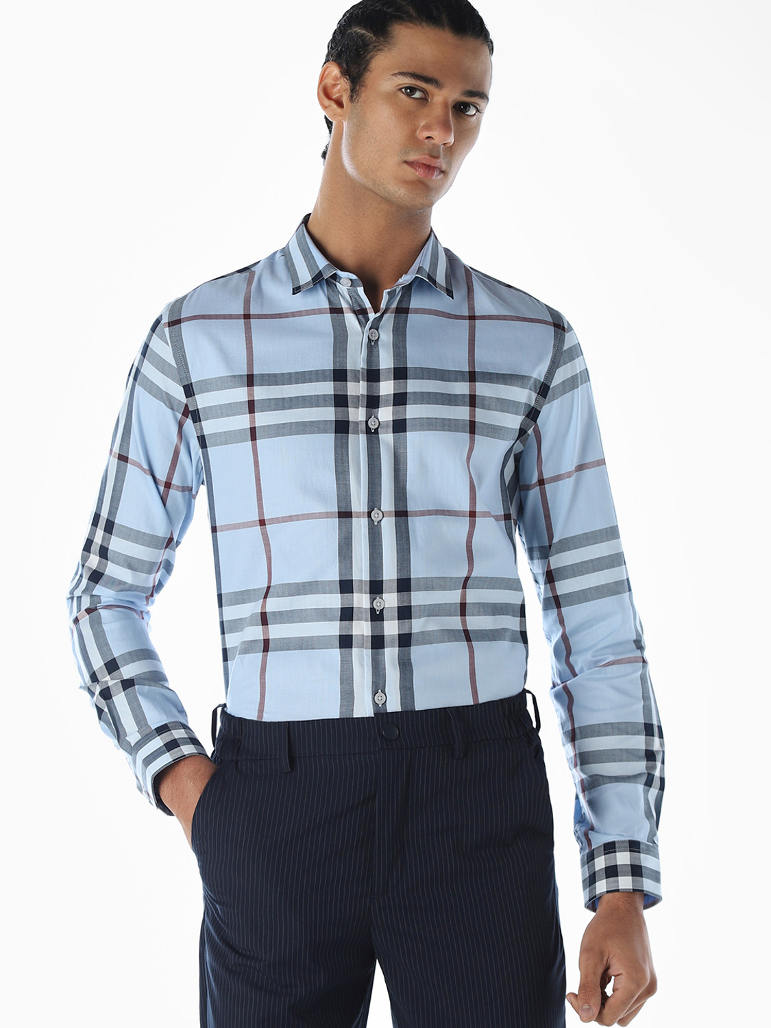 Image of JACK & JONES Men Regular Fit Checkered Spread Collar Casual Shirt
