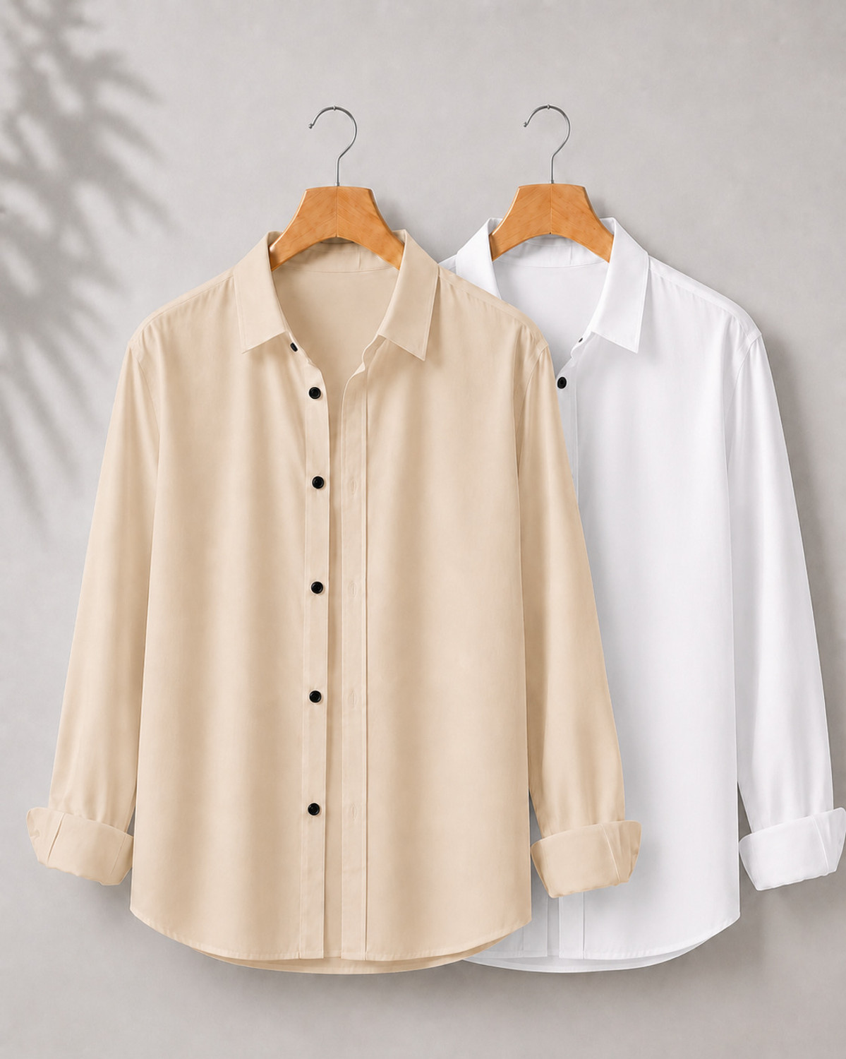mozero Men Regular Fit Solid Spread Collar Casual Shirt (Pack of 2) - Image 1