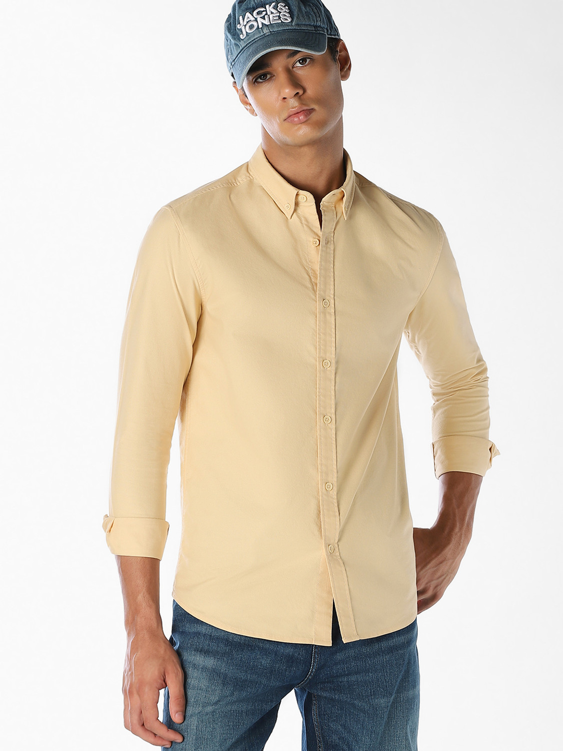 Image of JACK & JONES Men Regular Fit Checkered Spread Collar Casual Shirt