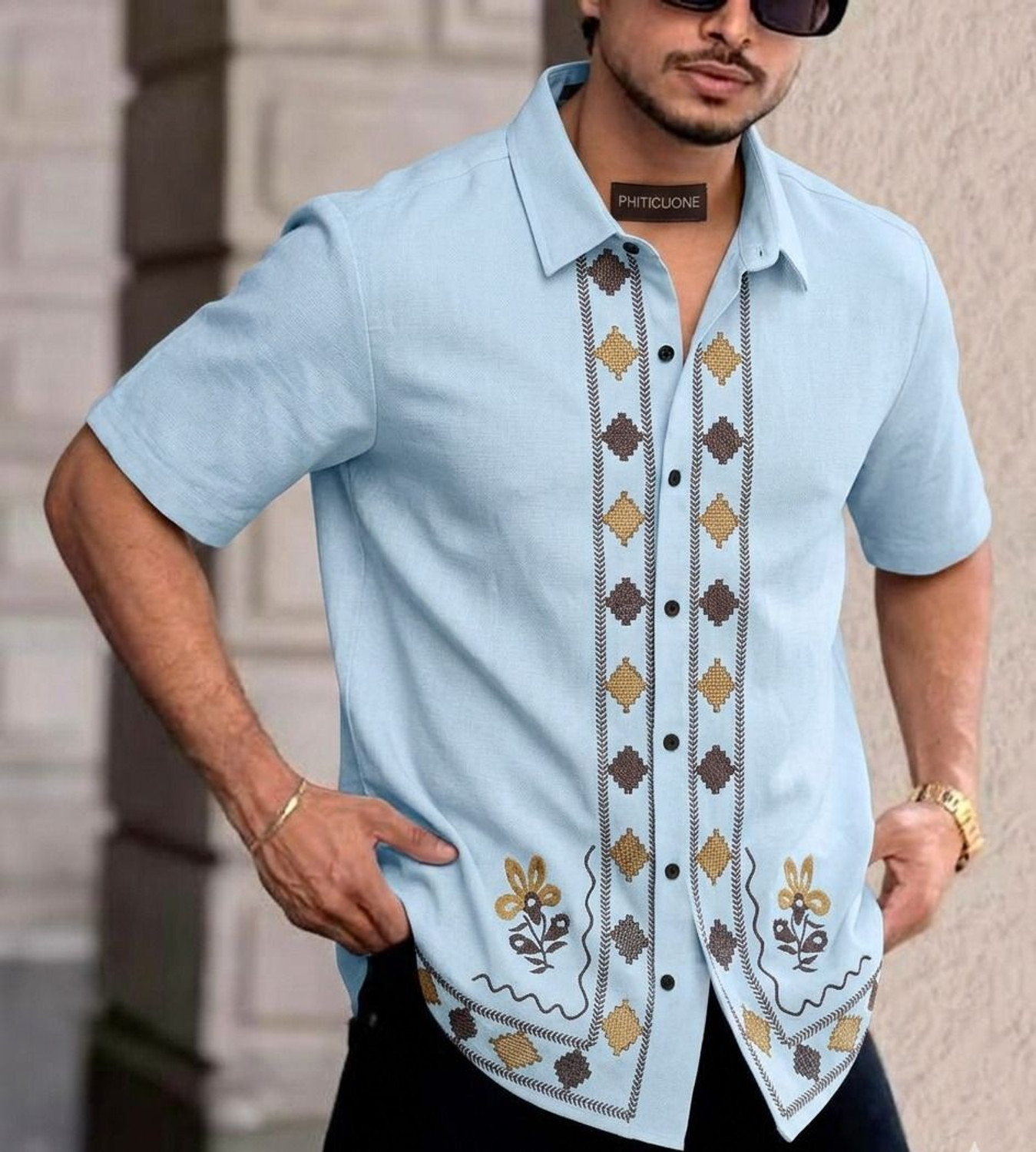 VG BROTHER Men Embroidered Multicolor Shirt - Image 5