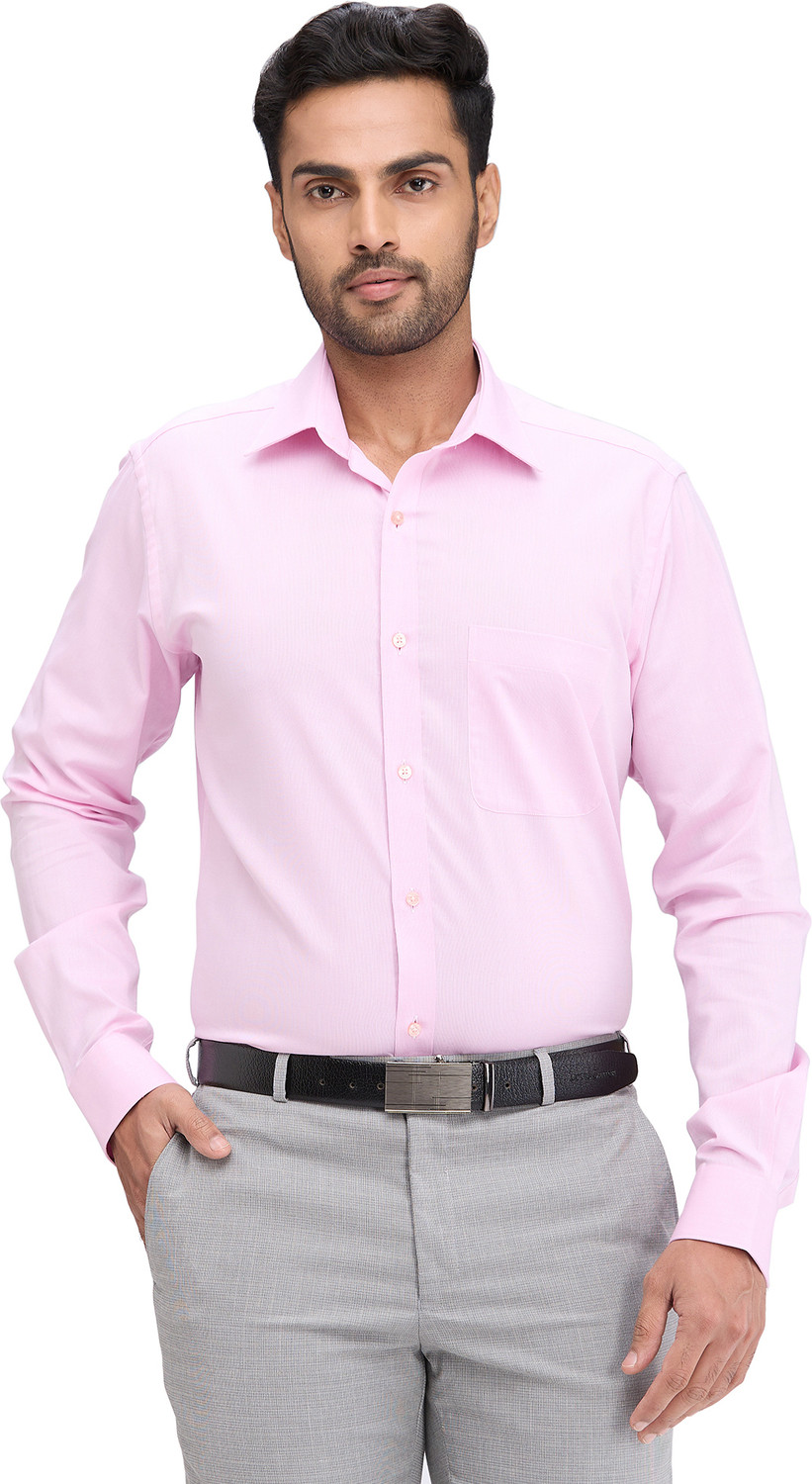 Image of Raymond Men Slim Fit Solid Cut Away Collar Formal Shirt