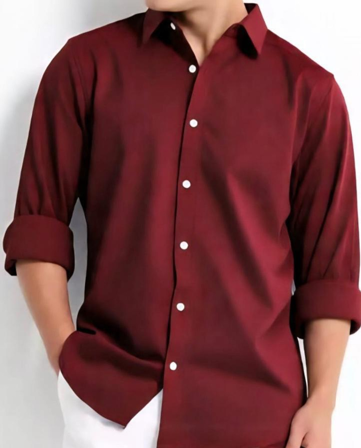 Image of METRONAUT Men Regular Fit Solid Cut Away Collar Casual Shirt