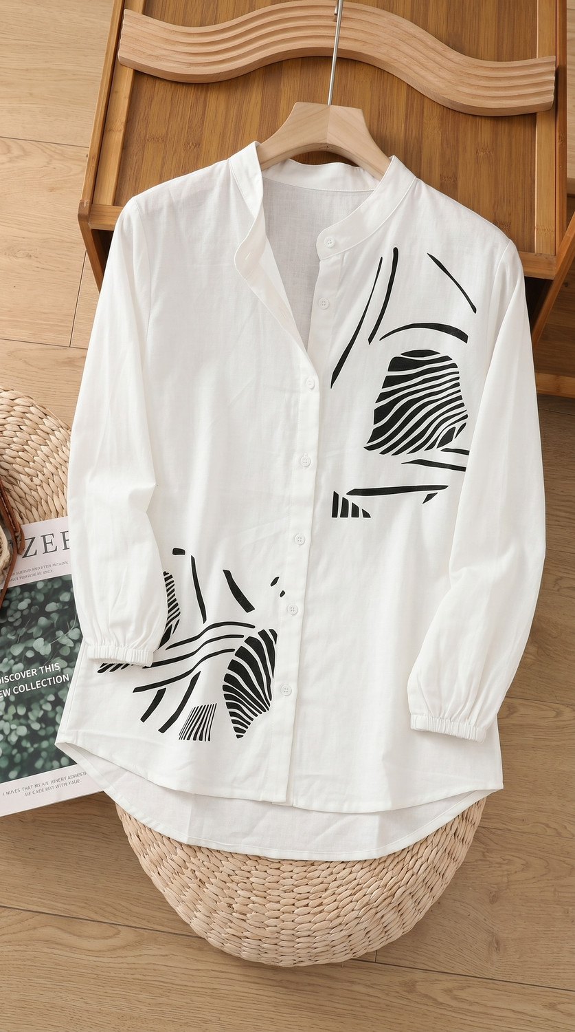 PERFECT PRODUCTIONS Women Regular Fit Printed Mandarin Collar Casual - Image 1