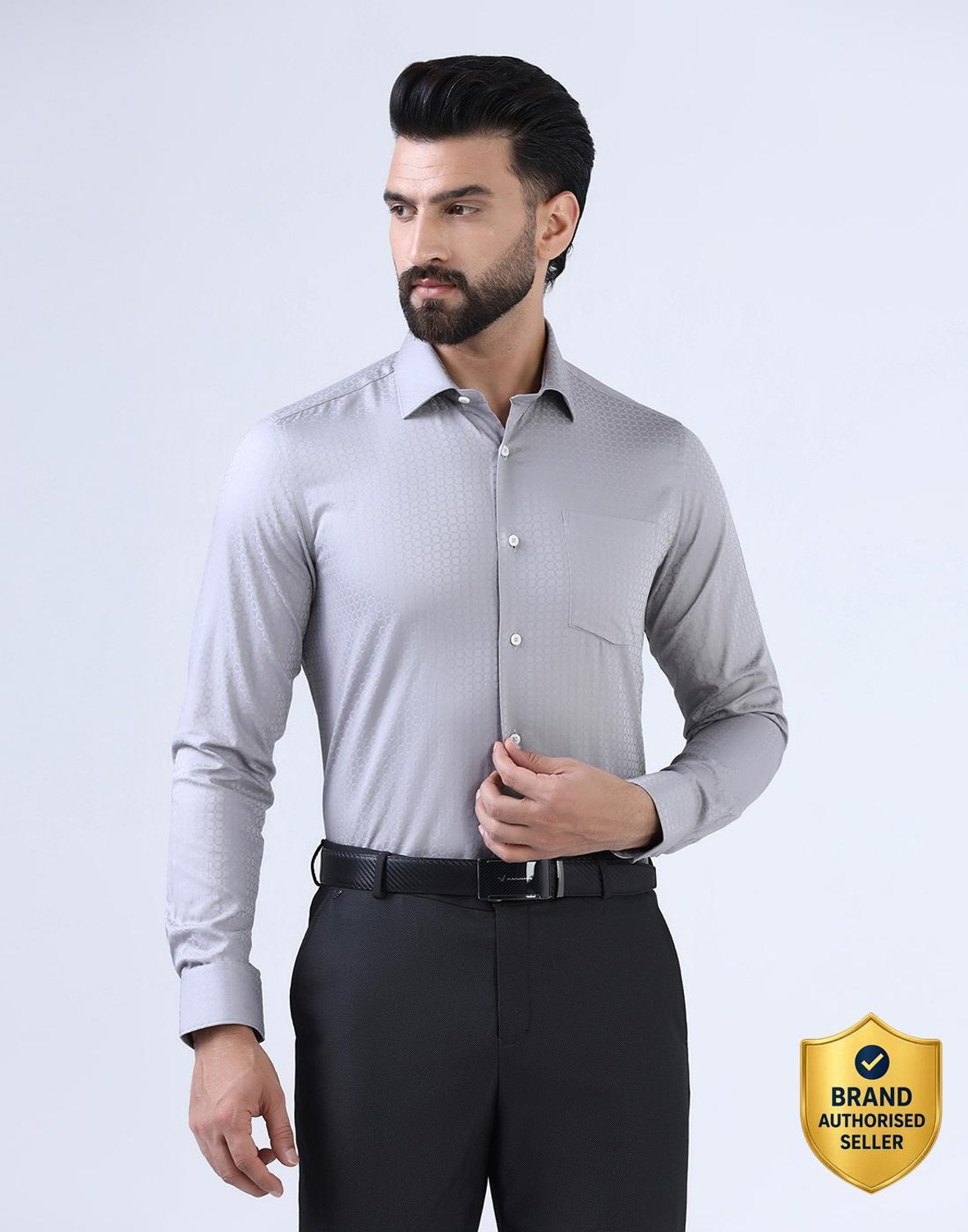 Image of Raymond Men Slim Fit Solid Formal Shirt