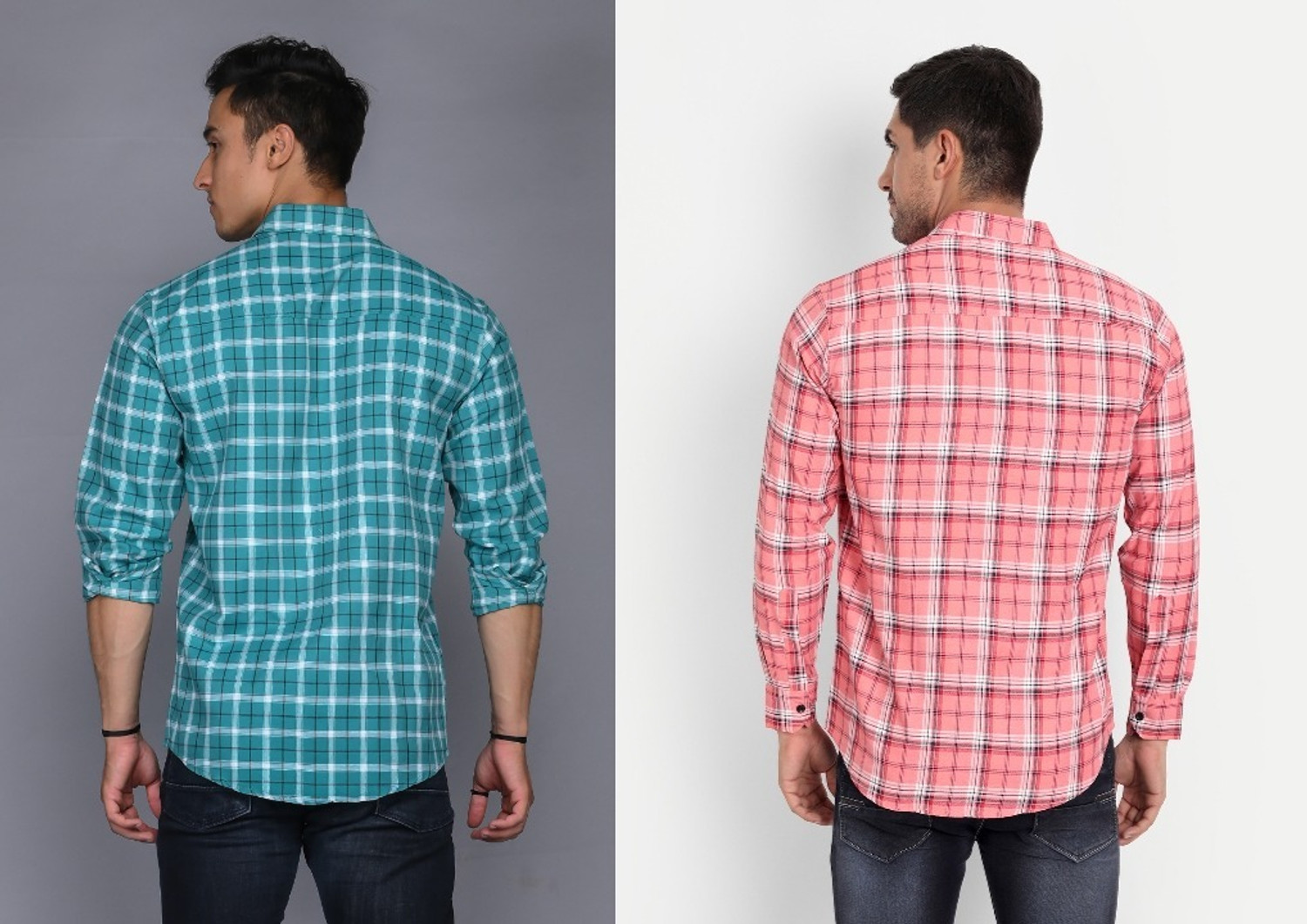 Image of Dark Age Men Regular Fit Checkered Spread Collar Casual Shirt (Pack of 2)